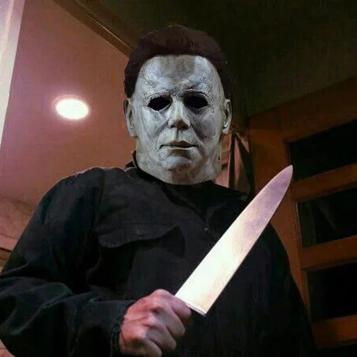 Vista 4 de Máscara de Michael Myers, máscara de Halloween para fiesta de disfraces, disfraz de Michael Myers