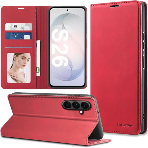Vista 54 de Funda de piel con tapa para Samsung Galaxy Z Flip 3, con protección de bisagra, delgada y magnética tipo cartera [1 tarjetero], funda protectora a