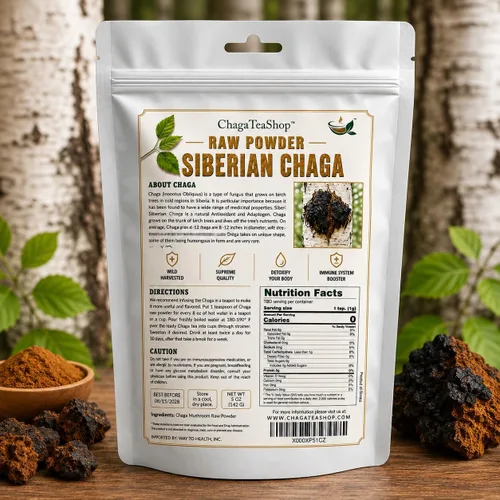Vista 10 de Polvo crudo de hongos chaga siberianos cosechado silvestre totalmente natural, 5 onzas (5.01 oz.)