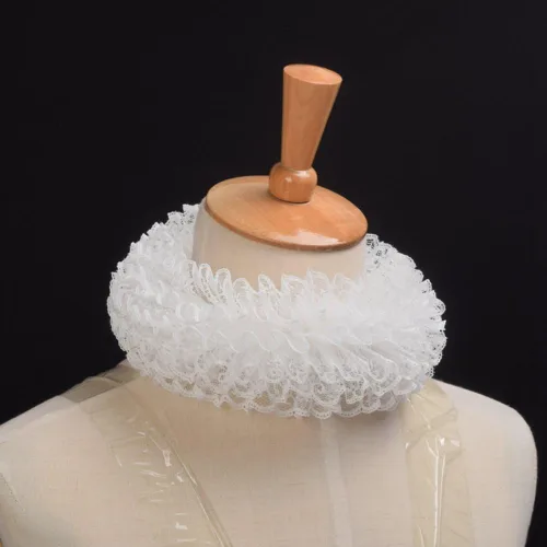 Vista 2 de BLESSUME 1 pieza de encaje renacentista cuello con volantes, Blanco