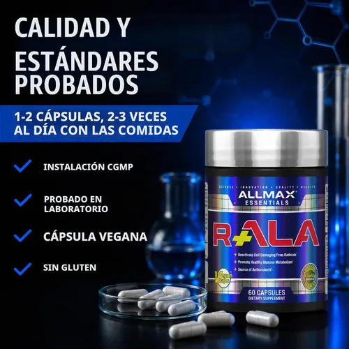 Vista 8 de ALLMAX Cápsulas antioxidantes R+ALA, 60