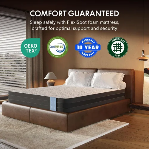 Vista 4 de FLEXISPOT Cama ajustable todo en uno Queen con colchón de espuma viscoelástica de gel refrescante de 10 pulgadas, marco de cama tapizado