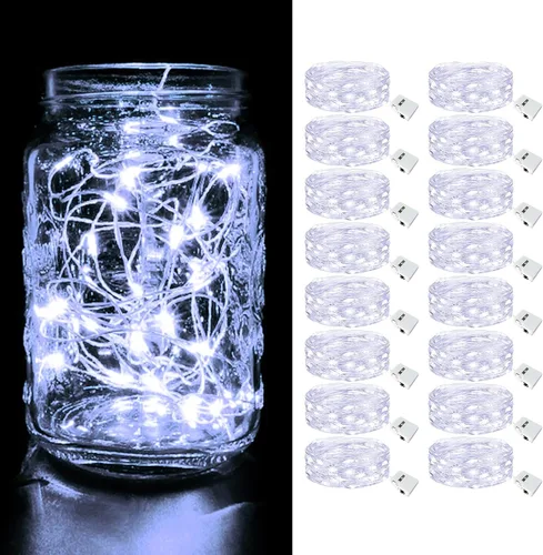 Vista 30 de btfarm - Paquete de 6 luces de hadas con pilas, luces parpadeantes con 3 modos
