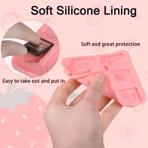 Vista 4 de TIKOdirect Game Card Case for SwitchSD Cards, Newest Portable Case Storage 12 Game Cards Holders Pretty Cute Hard Shell with Magenic Closure, Pink