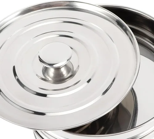 Vista 9 de Juego de ollas apilables de acero inoxidable de 3 niveles, cesta de alimentos con mango plegable, accesorios de olla a presión para cocinar, incluye