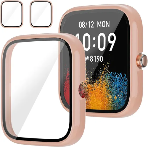 Vista 11 de Protector de pantalla para Amazfit GTS 4 Mini Smartwatch, paquete de 2 protectores de policarbonato duro, carcasa completa, accesorios para GTS 4