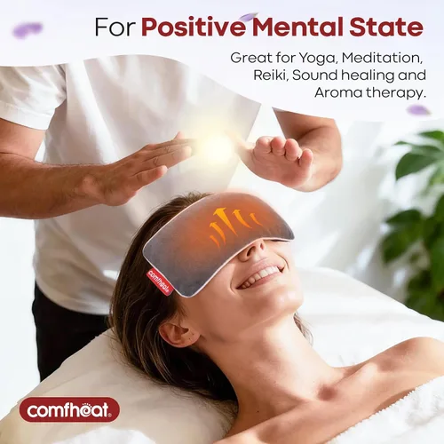 Vista 6 de Paquete de 2 almohadas ponderadas de lavanda para yoga, mascarilla de compresión de ojos húmedos para microondas, con funda lavable para relajación