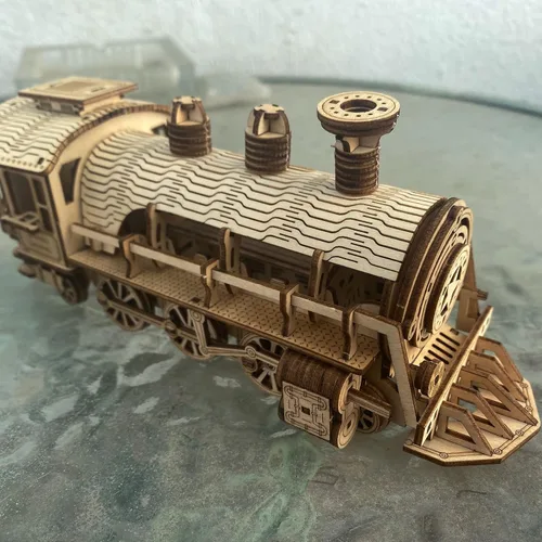 Vista 8 de Express Train - Kit de modelo de rompecabezas de madera 3D de bricolaje - Kit de manualidades de rompecabezas de madera cortado con láser, juguete
