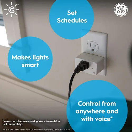 Vista 2 de GE Cync Enchufe inteligente interior, control de tomacorriente inteligente, enchufe de salida WiFi, compatible con Matter, funciona con Alexa