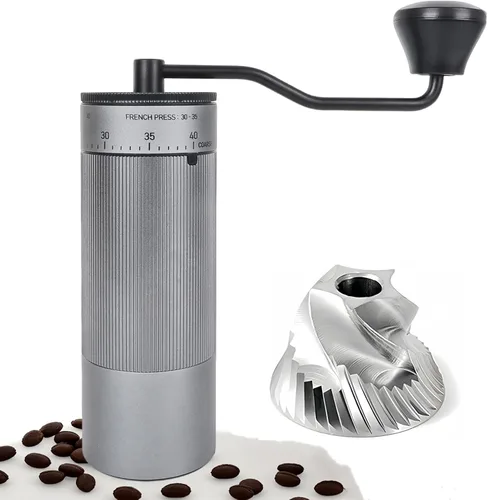 Vista 7 de Mini molinillo de café manual con 40 configuraciones ajustables, molinillo de granos de café portátil de mano con capacidad de 30g, molinillo