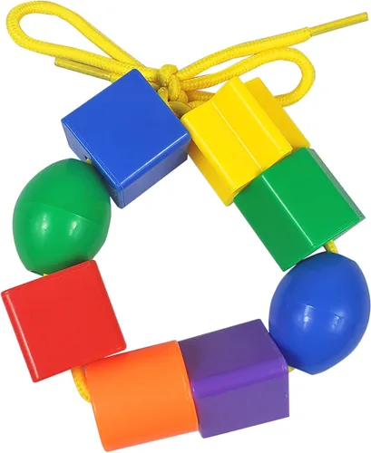 Vista 5 de KUTOI Juguetes para niños pequeños – Juego de cuentas grandes con cordones para habilidades motoras finas y coordinación ojo-mano – 36 cuentas y 6