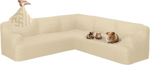 Vista 31 de Fundas para sofá seccional en forma de L de 1 pieza, fundas de esquina elásticas para sofá, funda de sofá antideslizante, lavable, fundas de sofá
