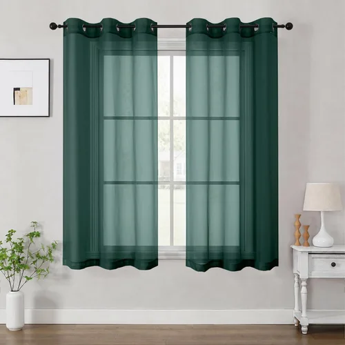 Vista 75 de OWENIE Cenefa transparente con ojales negros para ventanas, 2 paneles de 52