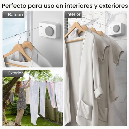 Vista 3 de Mbillion Tendedero Retráctil de 13.8 Pies de Servicio Pesado Línea de Secado de Ropa para Interiores y Exteriores Retráctil para Colgar Ropa