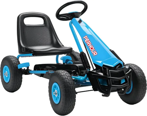 Vista 12 de Qaba Go Kart - Pedal de 4 ruedas para niños, asiento ajustable para niños Negro