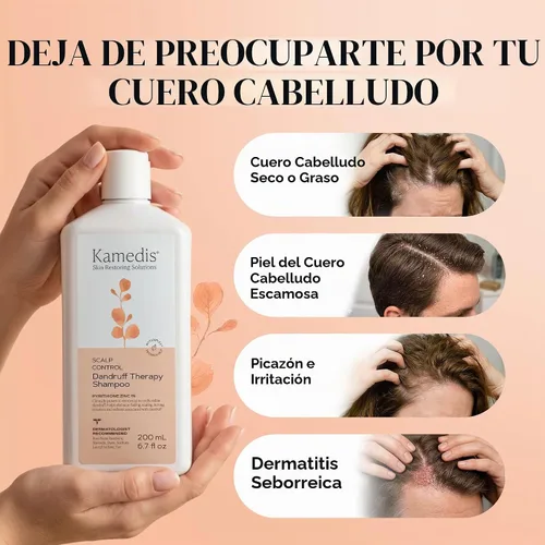 Vista 2 de Kamedis Champú anticaspa para cuero cabelludo sensible y dermatitis seborreica, libre de crueldad, sin parabenos, 6.7 oz