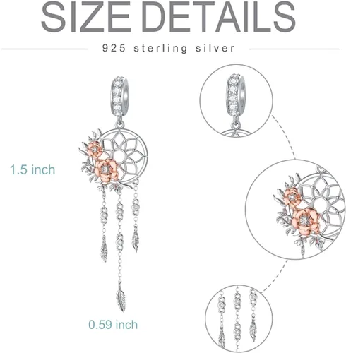 Vista 5 de MBSUUH Dream CatcherPineapplePantherMonkeyHouse Charms for Bracelets 925 Sterling Silver Jewelry Gifts for Women Wife Mom