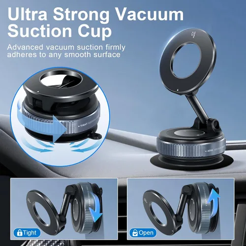 Vista 3 de Soporte magnético para teléfono de automóvil, soporte magnético ajustable de 360°, tamaño de bolsillo plegable, para automóvil, gimnasio, espejo