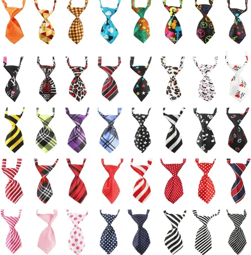 Vista 17 de Segarty Pajaritas para perros a granel, paquete de 40 lazos para perros, collares para cachorros, corbatines ajustables para perros pequeños, Varied