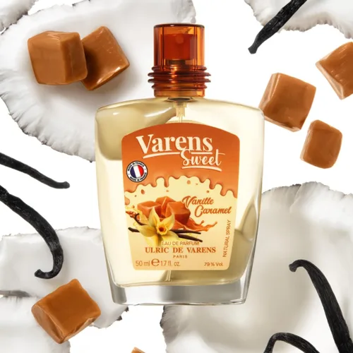 Vista 4 de Ulric de Varens Set de regalo de vainilla de caramelo de 1.7 onzas líquidas de Eau de Parfum + spray para bolso de 0.7 onzas líquidas – Delicioso