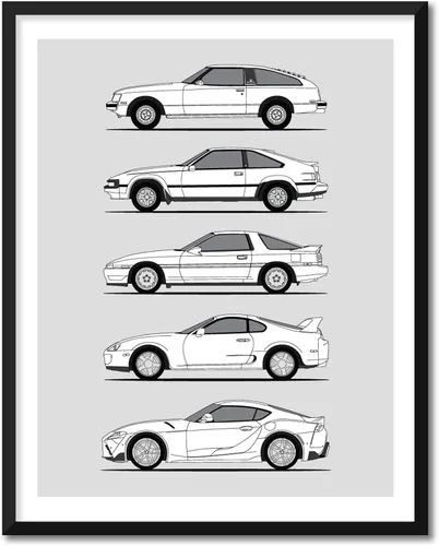 Vista 16 de Idea Network Póster hecho a mano compatible con Toyota Corolla Print Wall Art Decoración hecha a mano del Corolla Sprinter Generations History