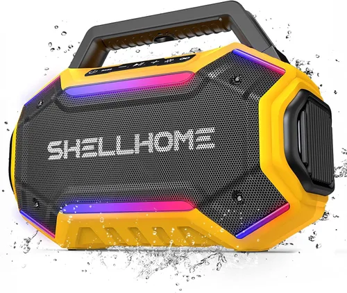 Vista 10 de ShellHome Altavoces Bluetooth 6.0 para exterior, altavoz potente de 80 W (máximo) con graves, 30 horas de reproducción, impermeable IPX6, luces RGB