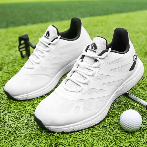 Vista 7 de Zapatos de golf para hombre, zapatos de golf profesionales, transpirables, sin pinchos, zapatos deportivos antideslizantes para caminar