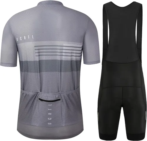 Vista 12 de GCRFL Conjunto de camiseta de ciclismo para hombre, camiseta ligera para ciclismo de carretera, pantalones cortos con bolsillos acolchados