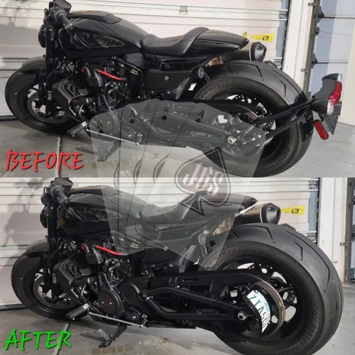 Vista 3 de JBSporty Kit de soporte de placa de matrícula con luz trasera LED y media luna para Harley Sportster S 1250