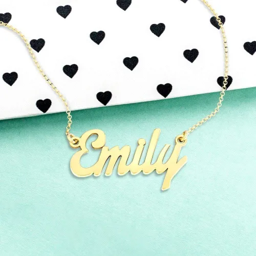 Vista 4 de JEWLR - Collar con nombre personalizado de 14 quilates con fuente floreciente