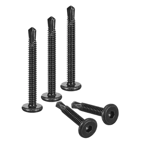 Vista 8 de uxcell Tornillos Autorroscantes de Encaje Hexagonal, 1/4 x 1 Acero Inoxidable 410 Tornillo de Perforación de Cabeza Plana para Chapa Metálica 100
