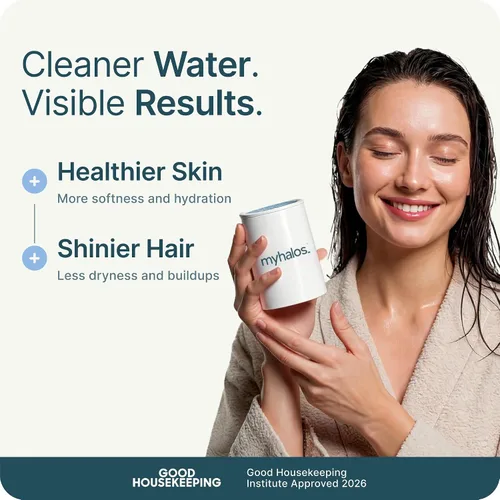 Vista 2 de MyHalos® Repuesto de cartucho de filtro de ducha de agua dura fijo, filtro de cabezal de ducha filtrado de energía para el hogar, eliminación