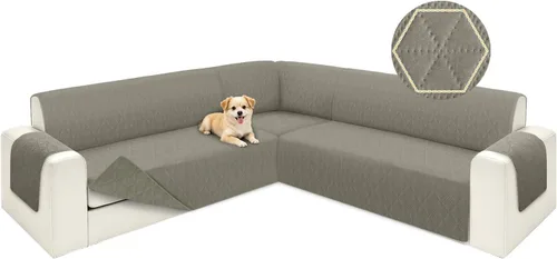Vista 9 de ALIECOM Fundas para sofá seccional de esquina en forma de L Fundas para sofá reversibles lavables para sofá seccional Funda para sofá deslizable