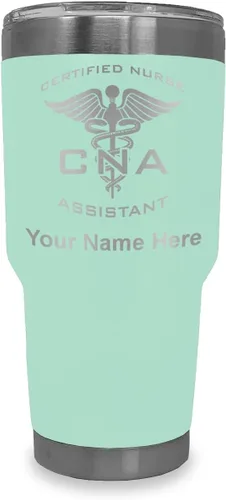 Vista 16 de LaserGram Vaso aislado al vacío de 20 onzas, asistente de enfermera certificada por CNA, grabado personalizado incluido (negro)