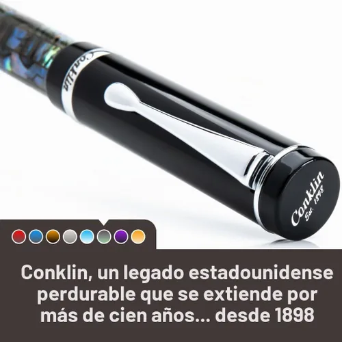 Vista 8 de Conklin Duragraph Pluma estilográfica Abalone Nights - Punta mediana, elegante instrumento de escritura con exquisito acabado de abulón