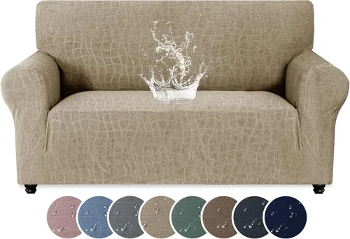 Vista 10 de MAXIJIN Funda impermeable para sillón de sala de estar, 1 pieza elástica con brazos, protector de muebles lavable para perros y mascotas (S, café)