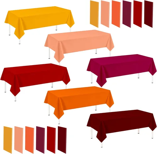 Vista 8 de Whaline 24 piezas de mantel azul de invierno de plástico, 6 gradientes de azul, mantel rectangular impermeable para decoración de boda de verano