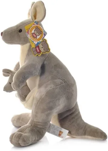 Vista 2 de Juguetes de peluche de canguro de 10 pulgadas para mamá y bebé, juguetes de peluche de canguro para padres e hijos