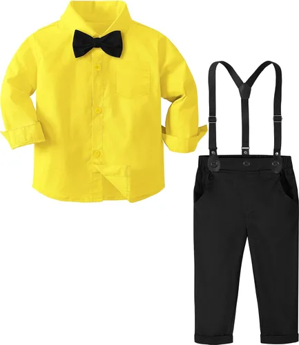 Vista 34 de A&J DESIGN Conjunto de ropa formal para niños pequeños con tirantes y tirantes