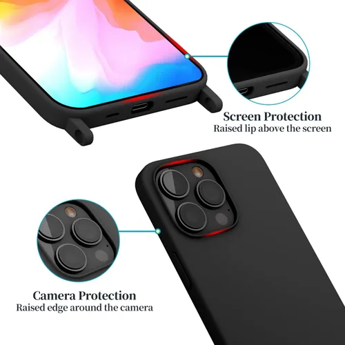 Vista 3 de Funda compatible con iPhone 8 Plus, iPhone 7 Plus/6 Plus/6S Plus con cordón, funda cruzada para iPhone con correa ajustable de silicona para iPhone