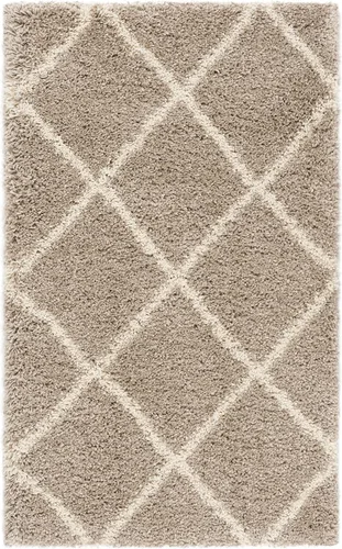 Vista 2 de SAFAVIEH Hudson Shag Collection - Alfombra decorativa de 2 x 3 pies, color beige y marfil, diseño moderno de enrejado, no desprende pelusa