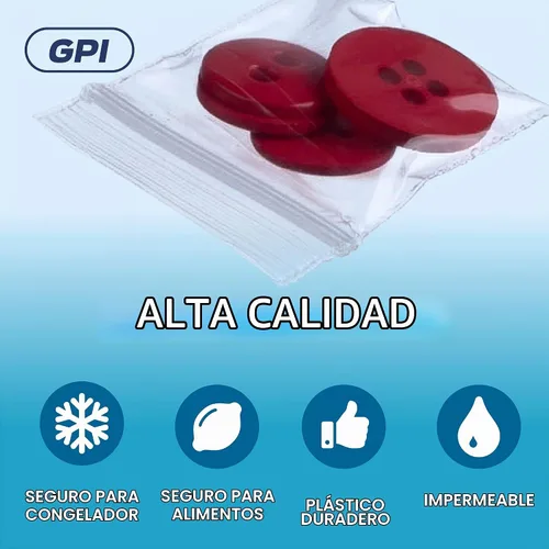 Vista 4 de GPI - Paquete de 100 bolsas de plástico transparente con cremallera de 1 x 1 pulgada de grosor, bolsas de plástico transparente con cierre