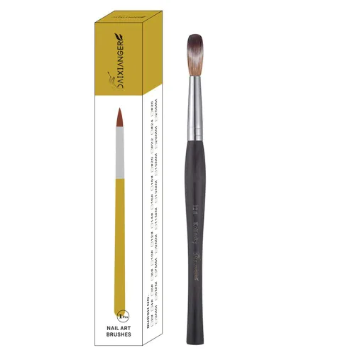 Vista 12 de Kolinsky Acrylic Nail Art Brush Size 16, Kolinsky Hair Oval Shaped for Acrylic Application, Professional Manicure Tool for Nail Extension & 3D