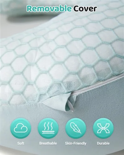 Vista 7 de Almohada de lactancia para lactancia materna, almohada de alimentación desmontable 3 en 1 con cojines de apoyo extraíbles, elevación suave para Verde