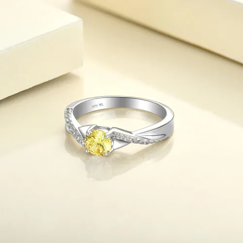 Vista 5 de YL Anillo de compromiso de plata de ley 925 de 0.197 in 3A con circonita cúbica infinita para mujer