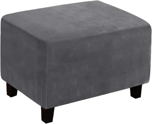 Vista 9 de Funda otomana, fundas otomanas de terciopelo rectangular y elásticas para taburete de pie para sala de estar, protector de muebles de almacenamiento