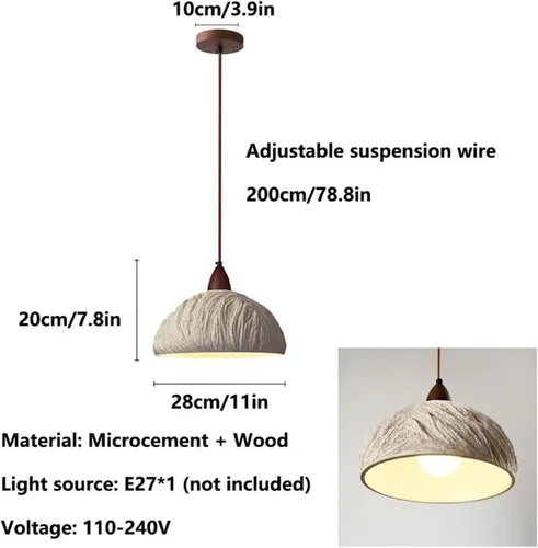 Vista 7 de Creative Round Microcement Hanging Lights Retro Industrial Pendant Light Wood Concrete Lamparas Chandelier Indoor Lighting