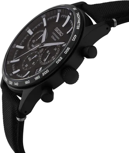 Vista 2 de SEIKO Reloj analógico de cuarzo para hombre con correa de nailon SSB417P1, negro, correa, Negro -, Correa