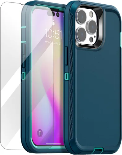 Vista 15 de AICase Funda resistente de 3 capas para iPhone 14 Pro (6.1 pulgadas), apta para bolsillo, protección de grado militar, a prueba de golpes, a prueba