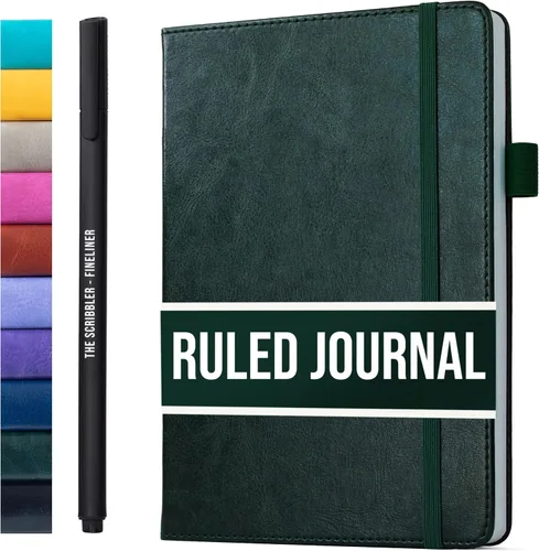 Vista 10 de Cuaderno rayado para escribir, 200 páginas, papel grueso de 4.23 oz/m² con notas adhesivas, lazo para bolígrafo, banda elástica, tapa dura de cuero